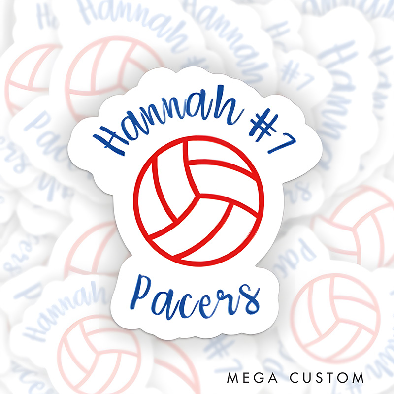 Personalized Volleyball Player Decal Sticker with Custom Team Name ,Player Name and Number for Fans