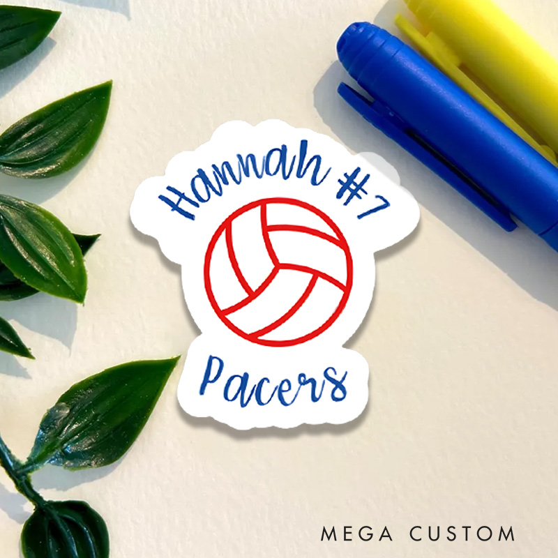 Personalized Volleyball Player Decal Sticker with Custom Team Name ,Player Name and Number for Fans