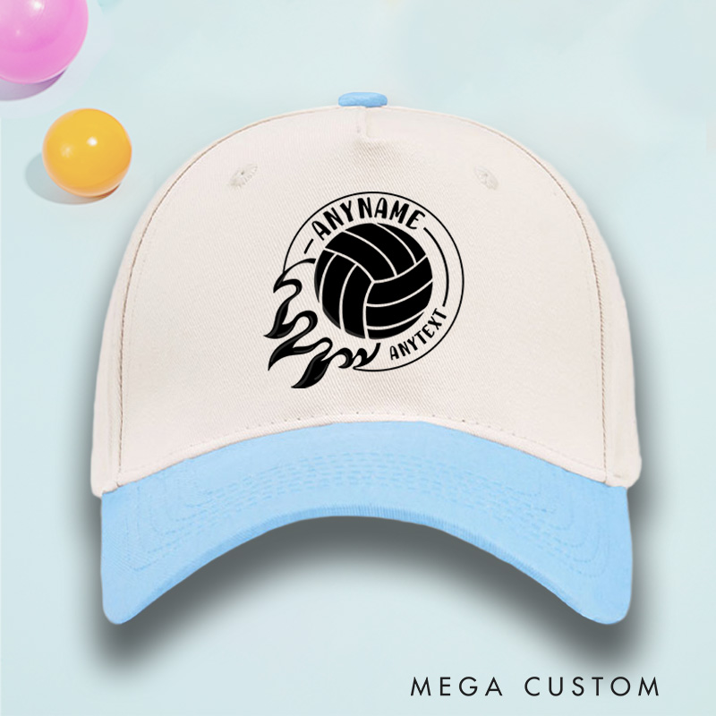Personalized Volleyball Cotton Two Tone Cap with Name and Text with Dynamic Ball Design