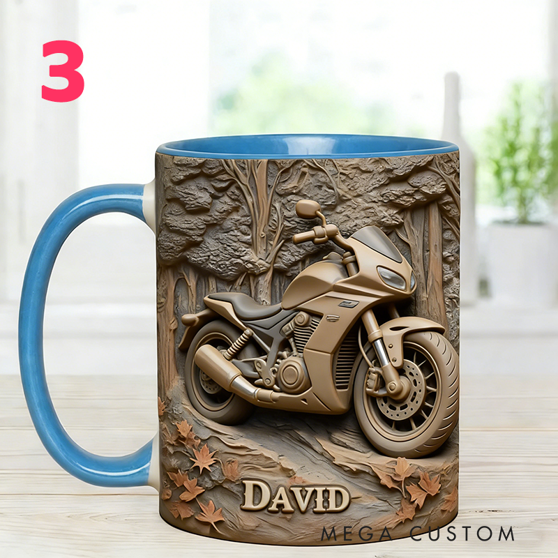 Personalized Motorcycle Mug Custom Name Motorbike Gift Coffee Cup for Riders and Bikers