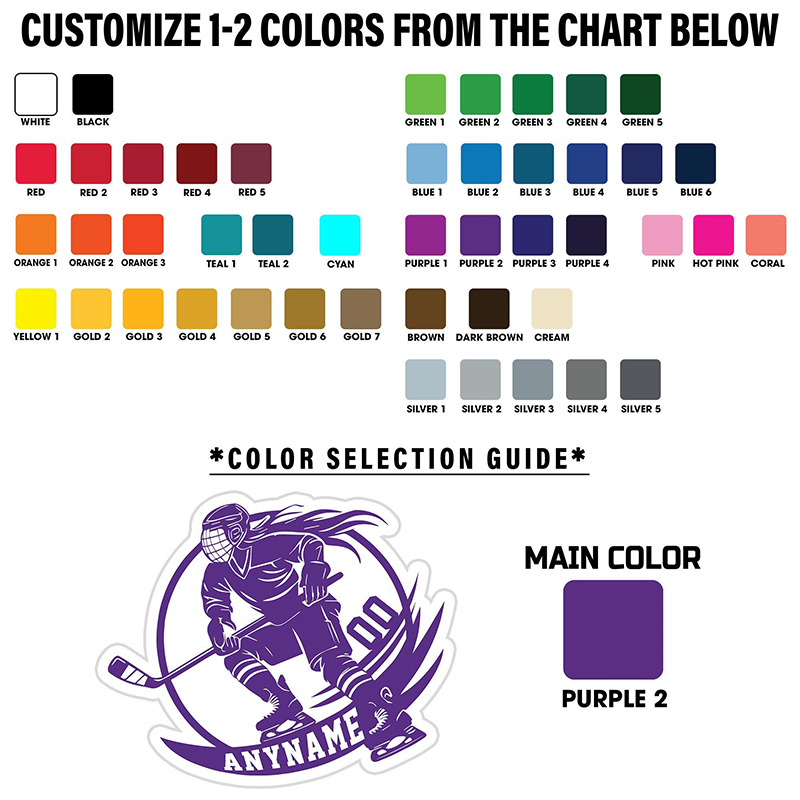 Personalized Ice Hockey Sticker Showcasing Skater Action and Custom Name and Number