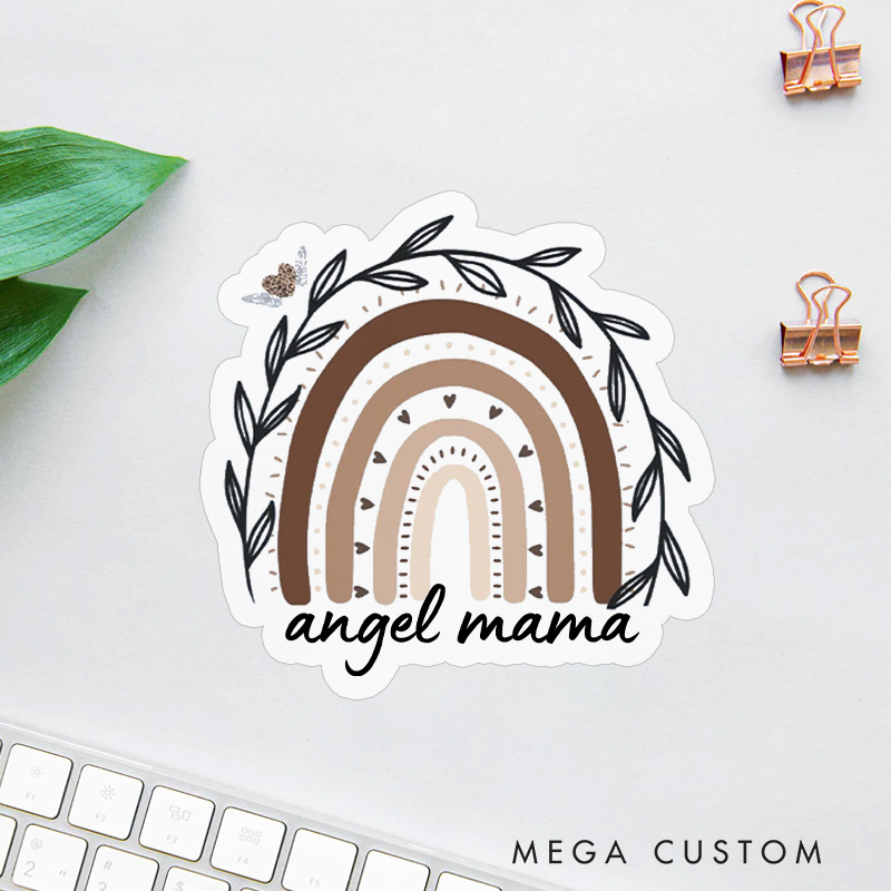 Personalized Angel Mama Rainbow Sticker Sympathy Gift for Loss of Mom