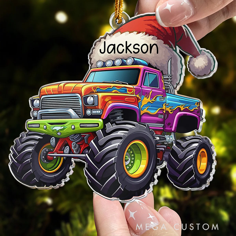 Personalized Monster Truck Christmas Hat Ornament Custom Name Christmas Tree Decoration Gifts