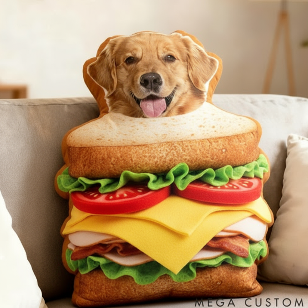 Personalized Pet Lover Food and Custom Photo Cute Pillow