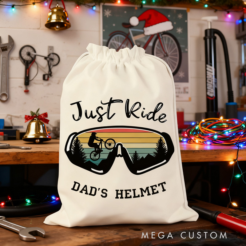 Personalized Merry Christmas Sack Family Christmas Gift Wrap Bag Helmet Bag Cycling Gift Bag Fathers Day Cycling Gift Cotton Cycling Kit Sports Bag Gift for Cyclist Bicycle Biker Riding Lovers