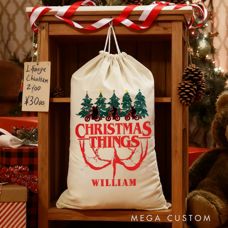 Personalized Merry Christmas Things Sack Family Christmas Gift Wrap Bag Cycling Gift Cotton Kids Friendship Cycling Kit Sports Bag Gift for Cyclist Bicycle Biker Riding Lovers