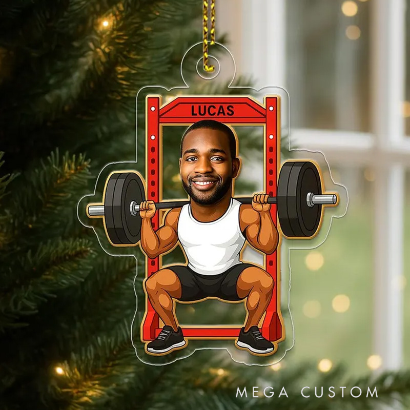 Personalized Body Builder Custom Name Gymer Acrylic Ornament Christmas Tree Decoration Gift for Fitness Lovers