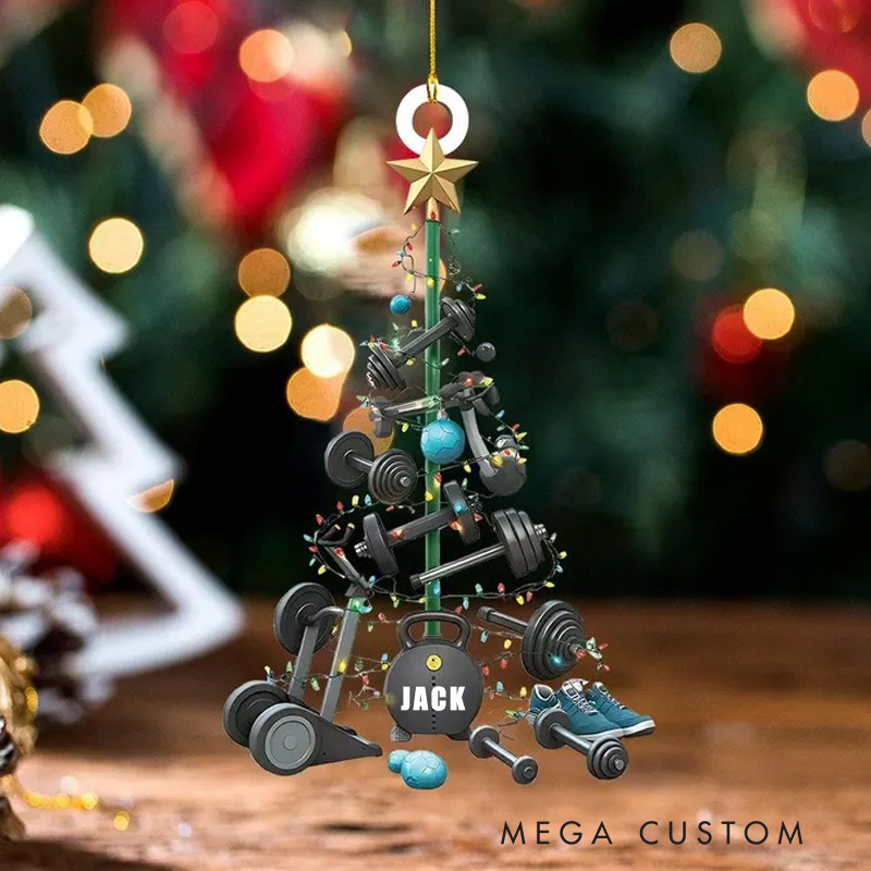 Personalized Fitness Tools Christmas Tree Ornament Dumbbell Fitness Keepsake Gym Lovers Gymer