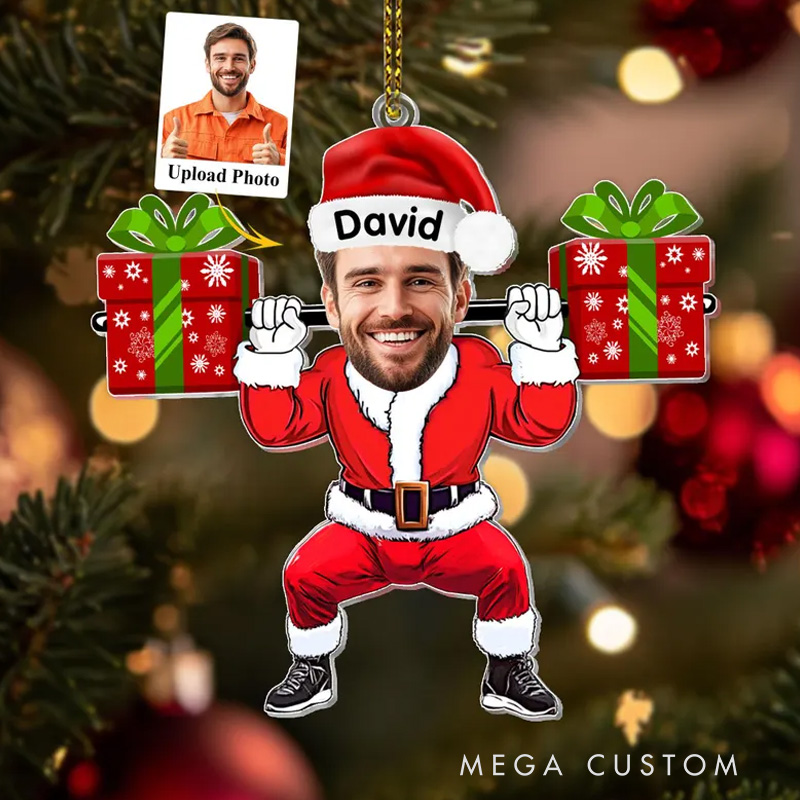 Personalized Gym Photo Ornaments Custom Merry Liftmas Ornament Weight Lifting Christmas Ornament Workout Christmas Weight Lifting Gift for Trainer