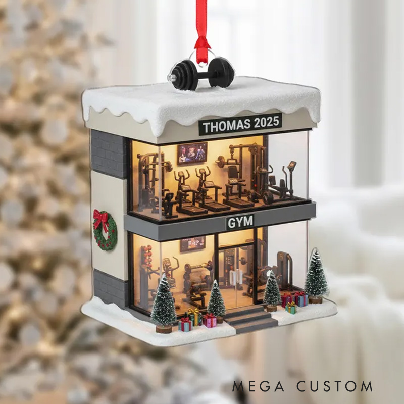 Personalized Gym Hanging Ornament Holiday Tree Ornament Fitness Fan for Gym Lovers