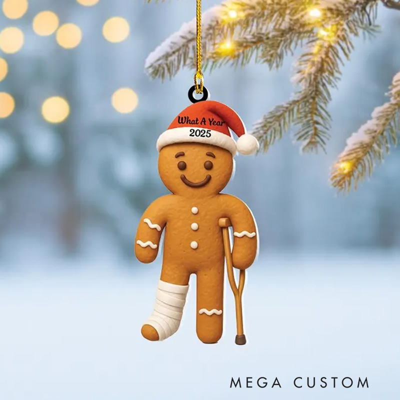 Personalized Broken Gingerbread Ornament Funny Hysterectomy Surgery Recovery Ornament for Gym Lovers