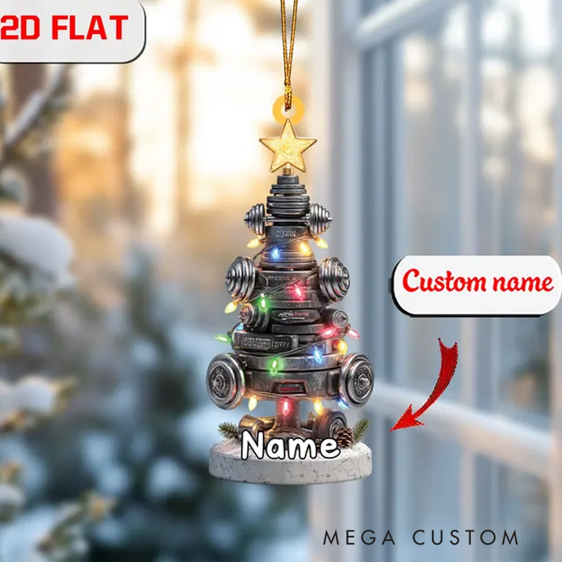 Personalized Custom Gym Christmas Ornament Weightlifting Tree Decor for Gym Lovers