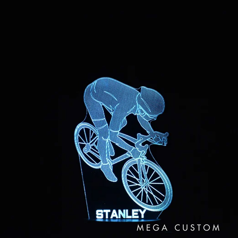 Personalized Racing Bike LED Night Light Custom Name Bicycle Led Lamp Biker Birthday Gift Cyclist Bedroom Decor Cycling Sign Engraved Bike Lamp