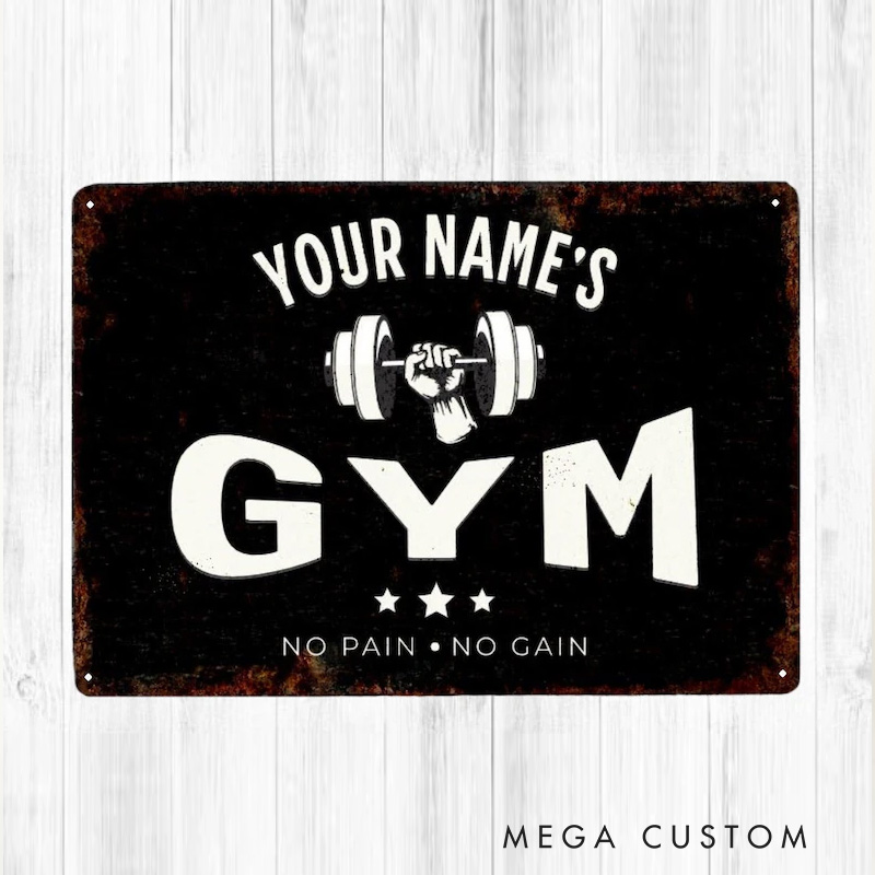 Personalized Home Gym Metal Sign Vintage Style Wall Decor for Gym Lovers