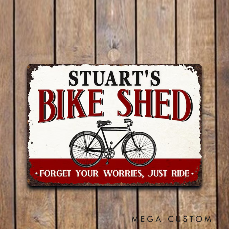 Personalized Bike Shed Metal Sign Vintage Style Metal Bicycle Decor for Cycling Riding Lovers