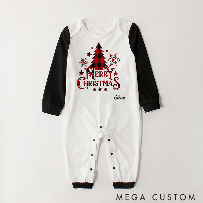 Personalized Christmas Plaid Tree Printed Family Matching Pajamas