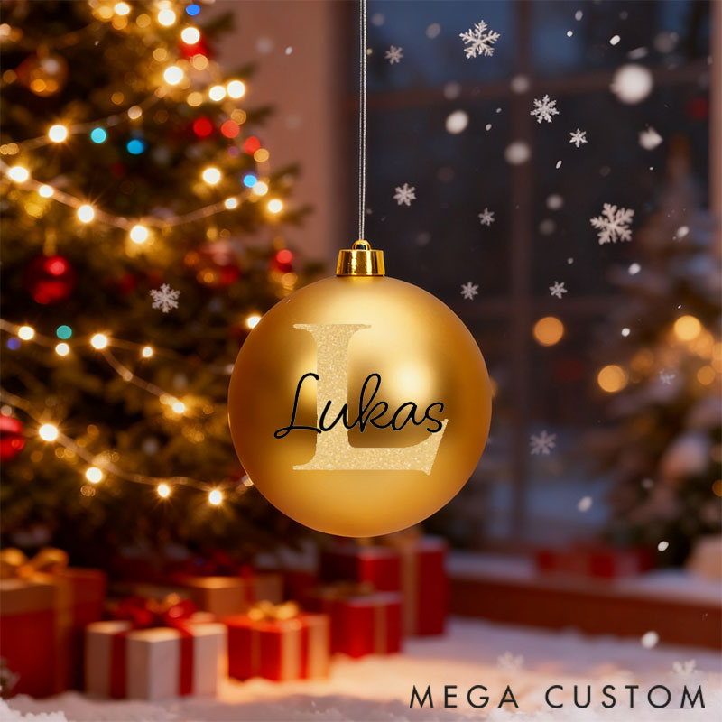 Personalized Stylishly Personalized Christmas Bauble with Initial letter for Family