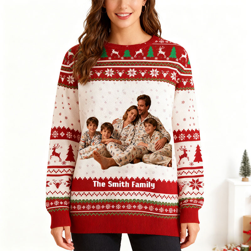 Personalized Ugly Christmas Sweater with Custom Family Photo Annoying Each Other For Many Years Sweater, Funny Anniversary Gift 