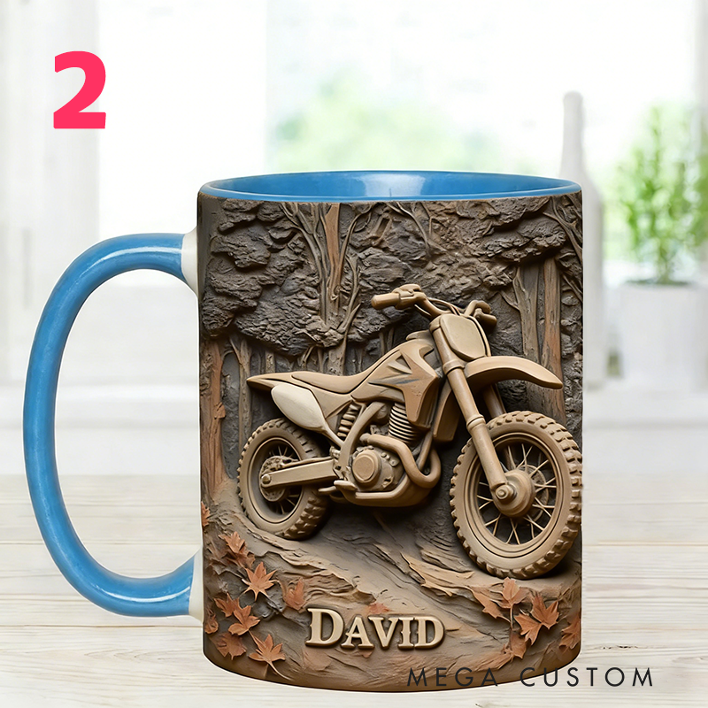 Personalized Motorcycle Mug Custom Name Motorbike Gift Coffee Cup for Riders and Bikers