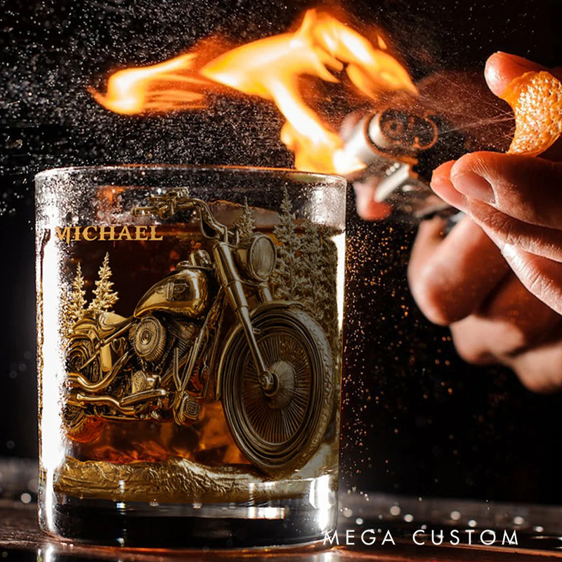 Personalized Motocross Racer Whiskey Glass Never Underestimate An Old Man with His Motorcycle Design Rock Tumbler Gift for Motocross Racers and Motorcycle Lovers