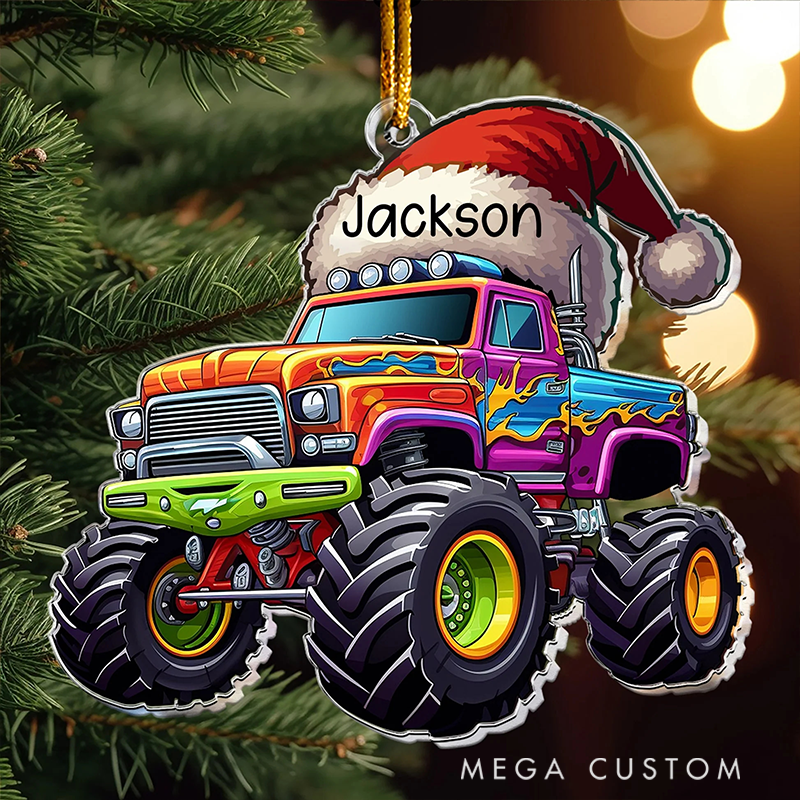 Personalized Monster Truck Christmas Hat Ornament Custom Name Christmas Tree Decoration Gifts
