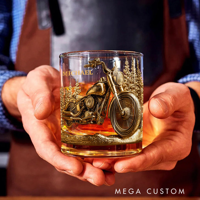 Personalized Motocross Racer Whiskey Glass Never Underestimate An Old Man with His Motorcycle Design Rock Tumbler Gift for Motocross Racers and Motorcycle Lovers