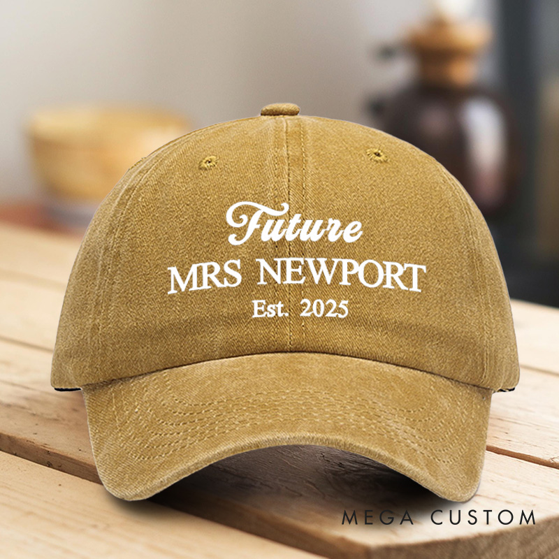 Personalized Future Mrs Embroidered Washed Cotton Baseball Cap