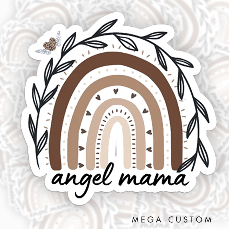 Personalized Angel Mama Rainbow Sticker Sympathy Gift for Loss of Mom