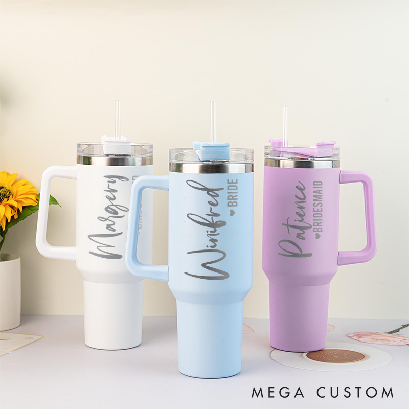 Personalized Stylish Bridesmaid Name 40oz Tumbler Maid of Honor Tumbler with Lid and Straw Bride Bachelorette Party Gift for Her Bridal Shower Tumbler