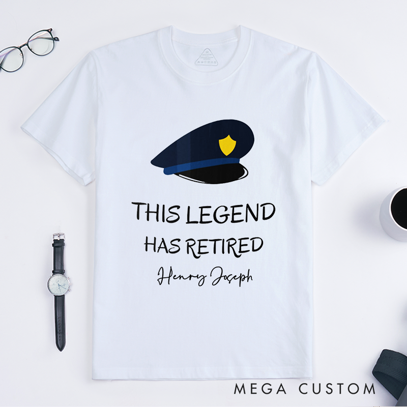 Personalized Retired Police Officer T-Shirt with Iconic Hat and Minimalist Typography Design Gift for Police Officer T-Shirt