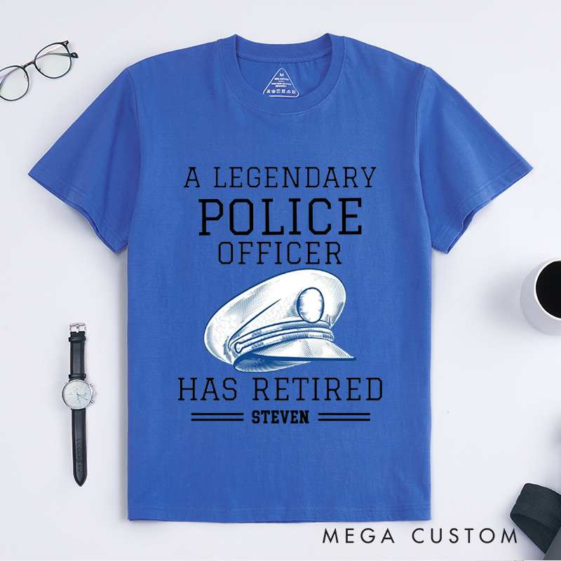 Personalized Retired Police Officer T-Shirt with Classic Hat Illustration and Timeless Typography Design Gift for Police Officer T-Shirt
