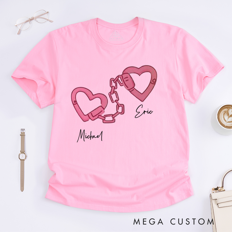 Personalized Police Heart Handcuffs Design with Romantic and Playful Style Gift for Wife Police Officer T-Shirt