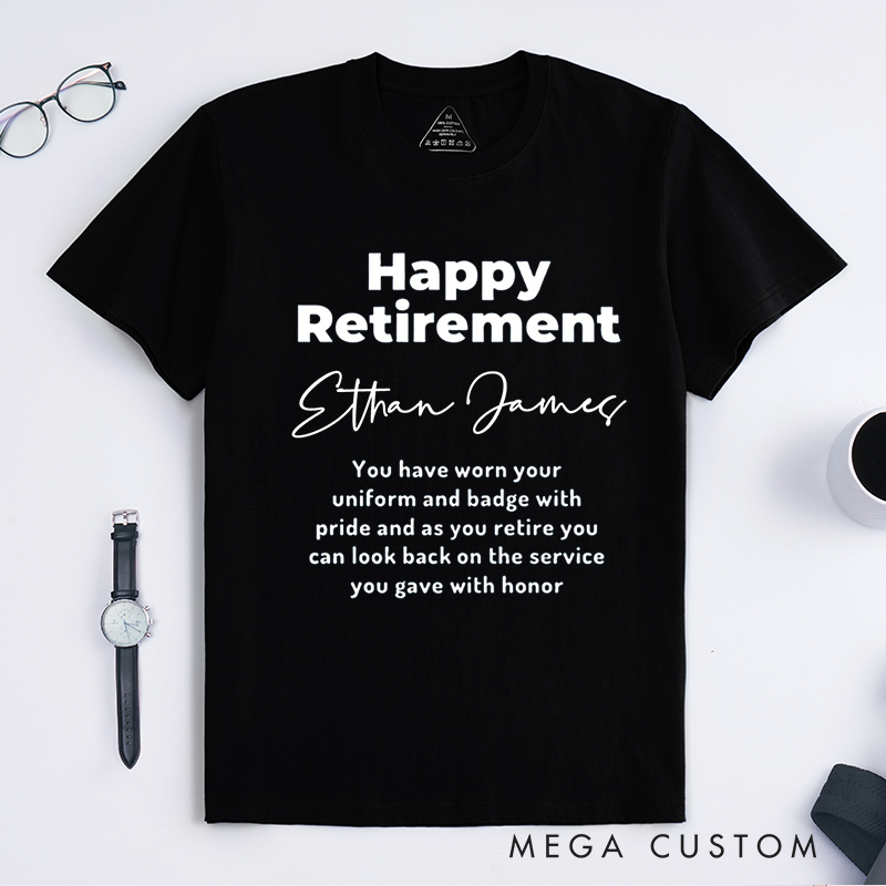Personalized Retirement T-Shirt with Heartfelt Message and Elegant Typography Design Gift for Police Officer T-Shirt