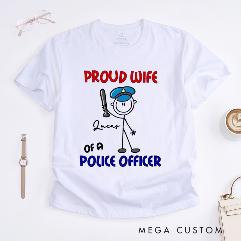 Personalized Police Proud Wife of a Police Officer Design Gift for Wife Police Officer T-Shirt