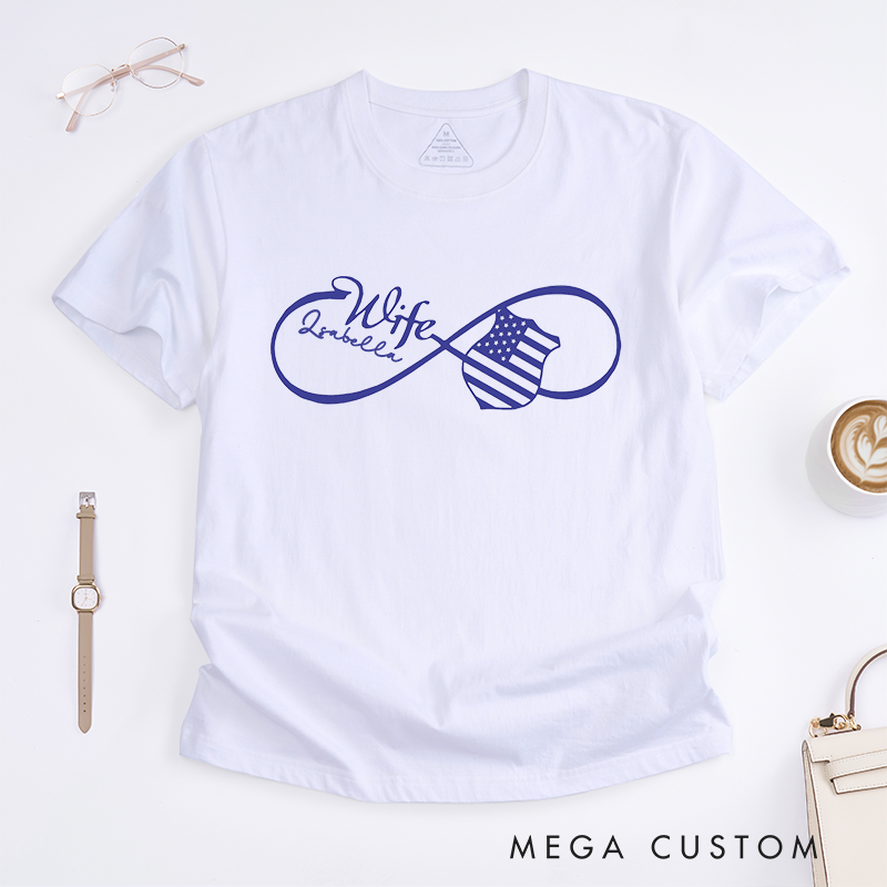 Personalized Police Wife Infinity Design Design Gift for Wife Police Officer T-Shirt