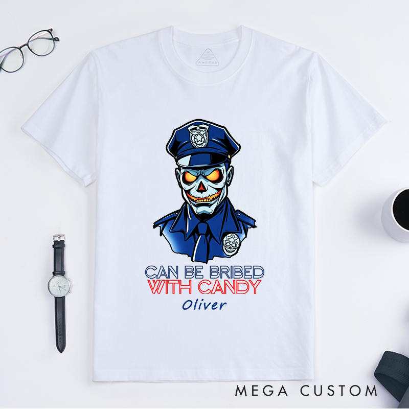 Personalized Playful Skeleton Police Officer Design Gift for Police Officer T-Shirt