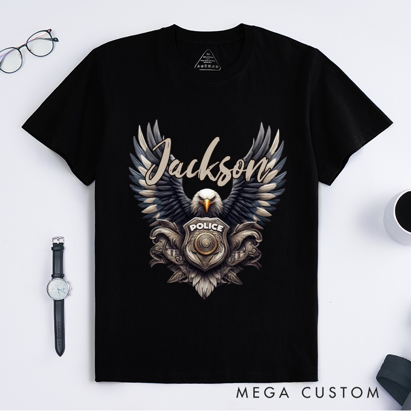 Personalized Majestic Eagle Police Tribute Design Gift for Police Officer T-Shirt