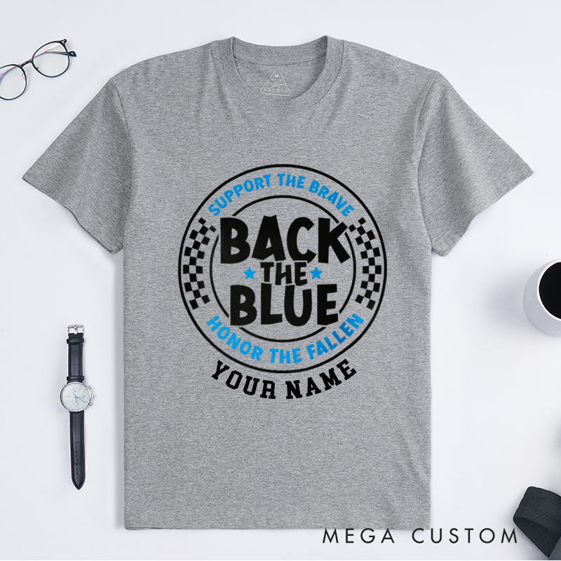 Personalized Classic Back the Blue Support and Honor Design Gift for Police Officer T-Shirt