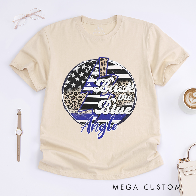 Personalized Police Stylish Back the Blue Graphic Design Gift for policewoman Police Officer T-Shirt