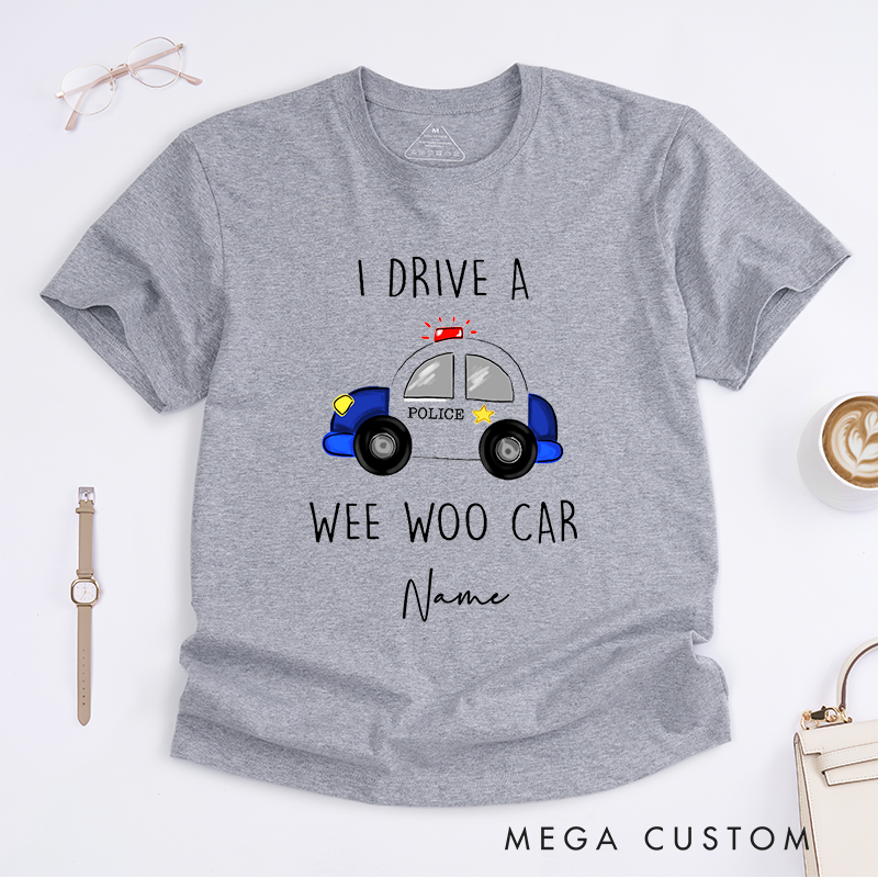 Personalized Police Wee Woo Car Police Humor Design Gift for Policewoman Police Officer T-Shirt