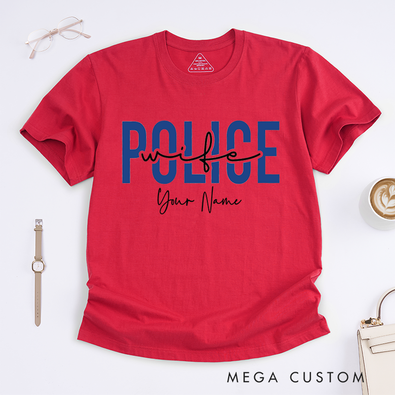 Personalized Policeman Wife with Minimalist and Elegant Style Design Gift for Wife Police Officer T-Shirt