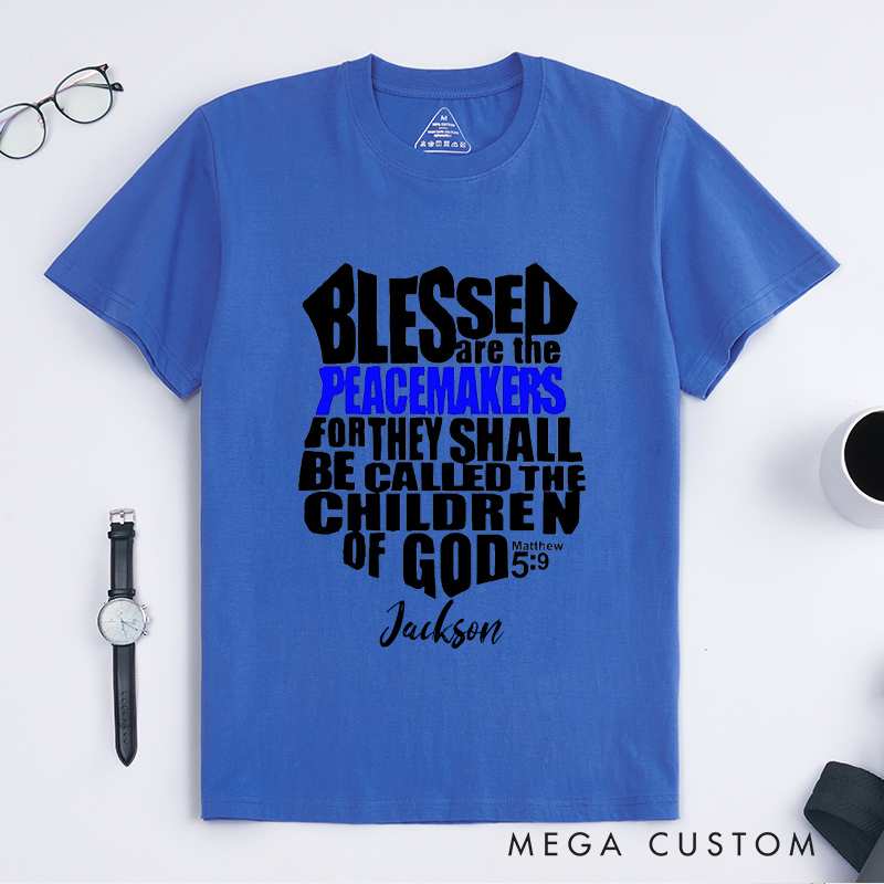 Personalized Blessed Are the Peacemakers Design Gift for Police Officer T-Shirt