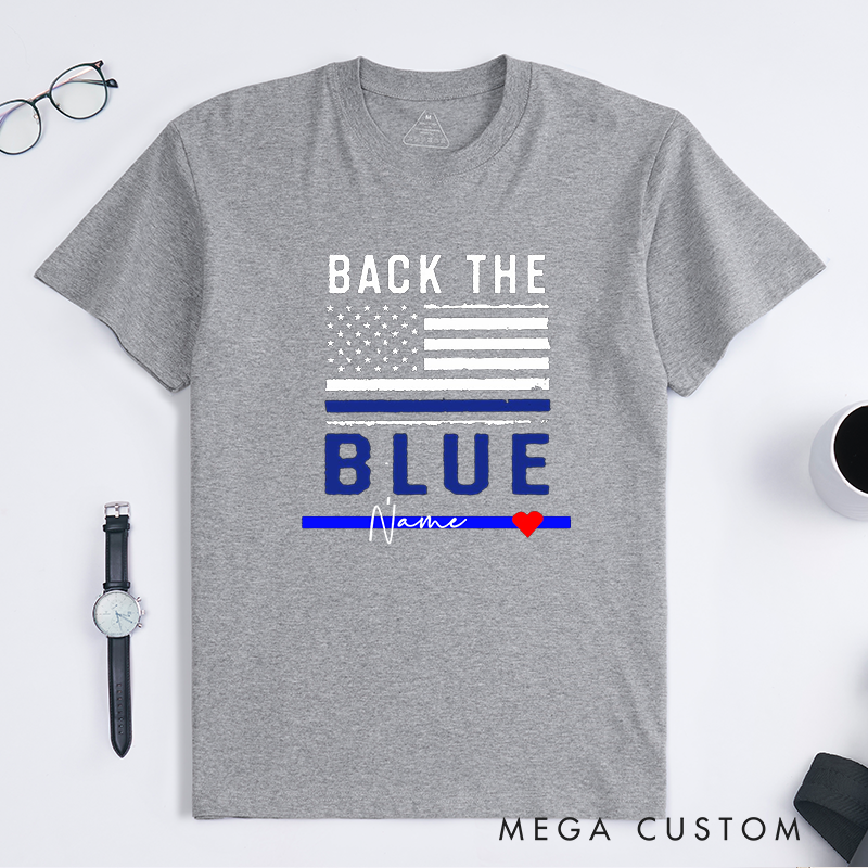 Personalized Police Back the Blue Patriotic Police Support Flag Design Gift for Police Officer T-Shirt