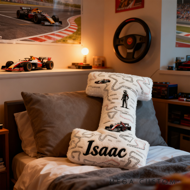 Personalized Race Track Pillow Custom Name 3D Graphic Print Cushion Gift for Racers and Racing Lovers