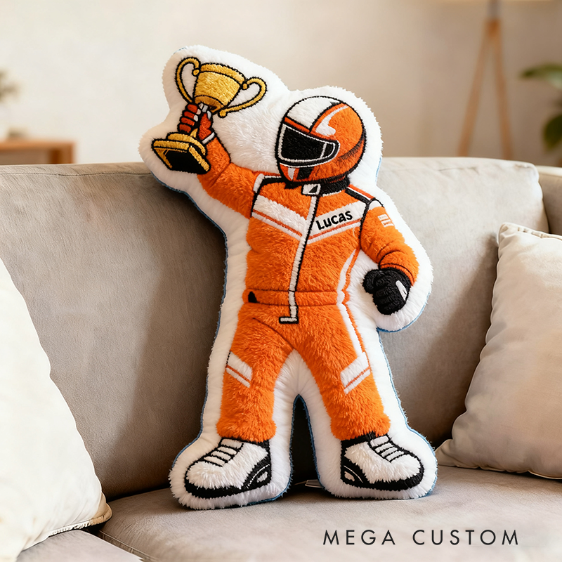 Personalized Award Racer Pillow Custom Name 3D Graphic Print Cushion Gift for Racers and Racing Lovers