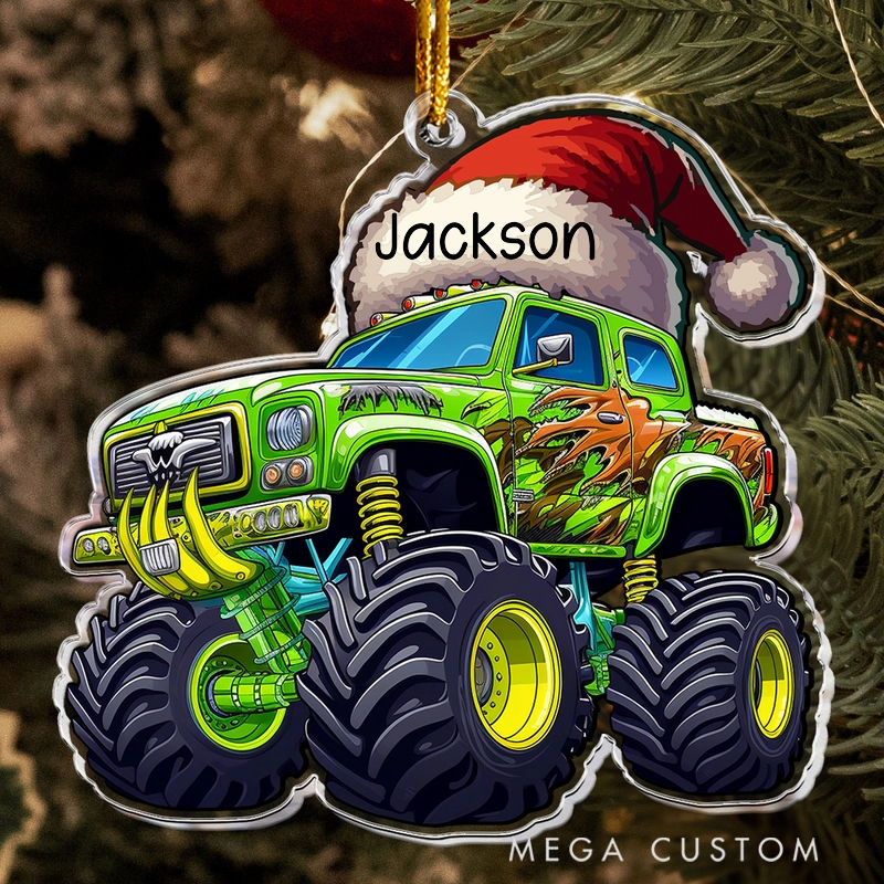 Personalized Monster Truck Christmas Hat Ornament Custom Name Christmas Tree Decoration Gifts