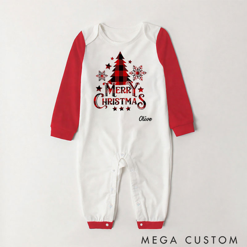 Personalized Christmas Plaid Tree Printed Family Matching Pajamas