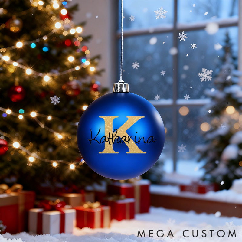 Personalized Stylishly Personalized Christmas Bauble with Initial letter for Family