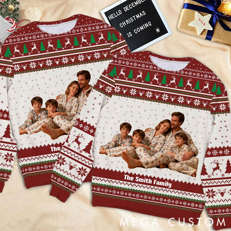 Personalized Ugly Christmas Sweater with Custom Family Photo Annoying Each Other For Many Years Sweater, Funny Anniversary Gift 