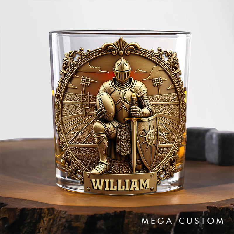 Personalized American Football Whiskey Glass Custom Name Whiskey Glass Engraved Glasses Gift Guitarist Birthday Concert Holiday Gift
